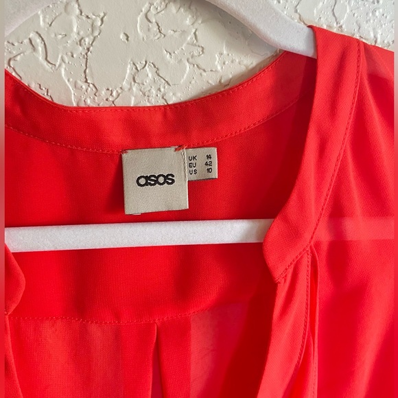 ASOS Red sheer drape neck blouse - Picture 5 of 6